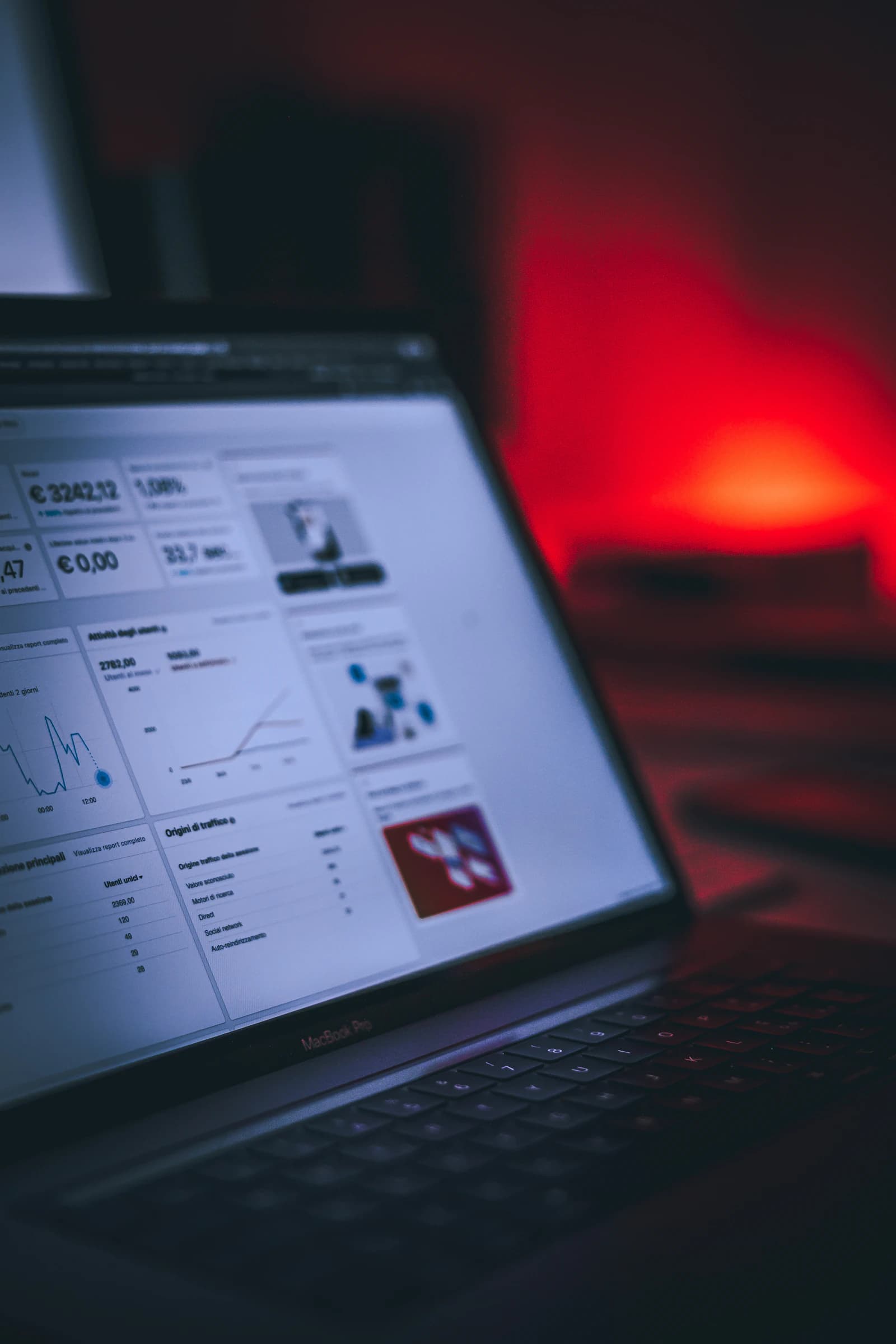 Laptop showing a revenue and analytics dashboard