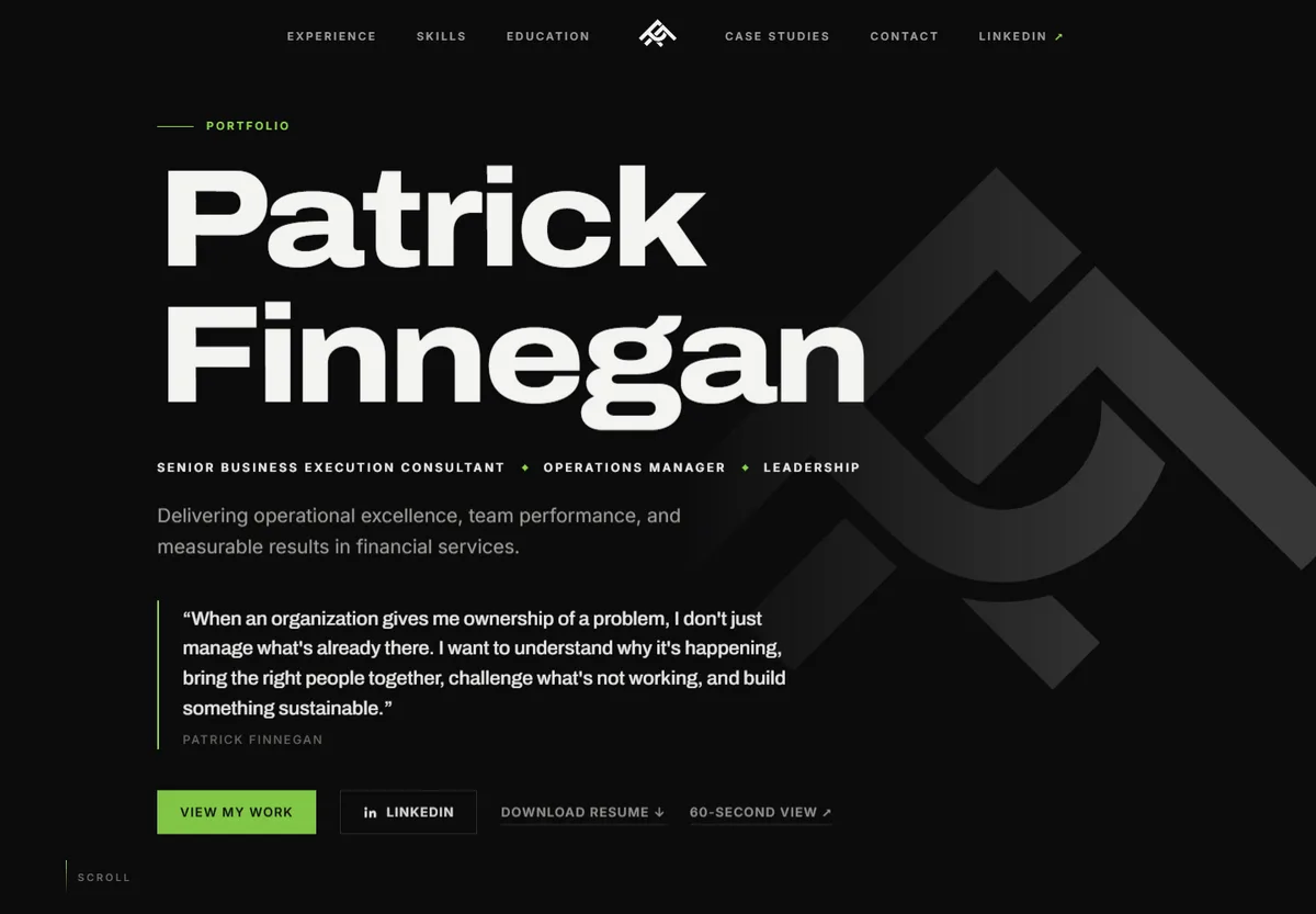 Patrick Finnegan website homepage