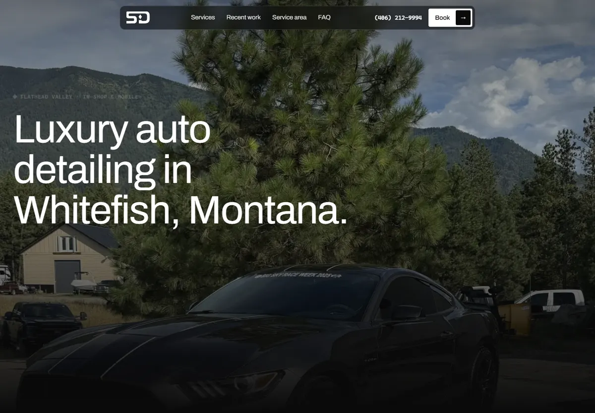 Stumptown Detailing website homepage