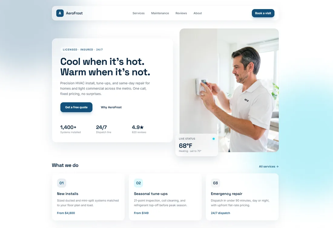 HVAC website example — Typical agency
