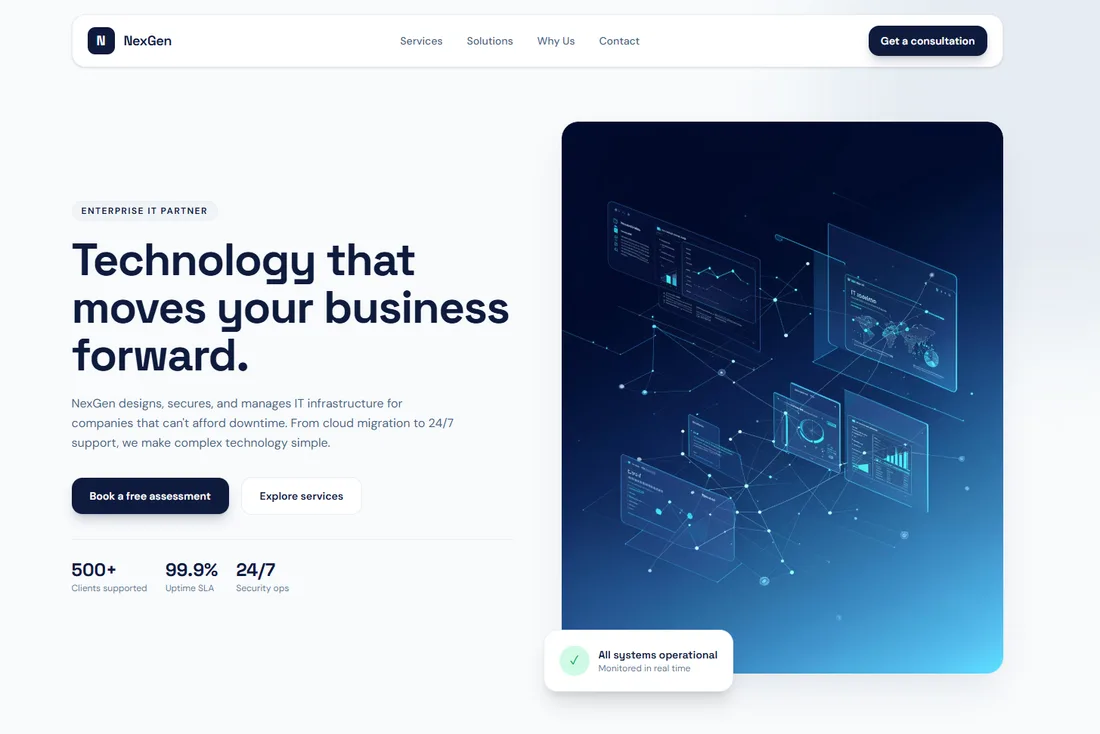 IT Services website example — Typical agency