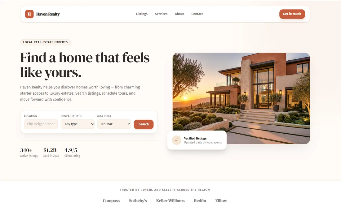 Real Estate website example — Typical agency